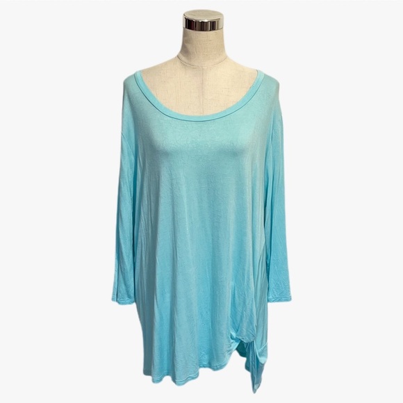 ➕ Simply Southern Teal Blue Knotted Tunic Top Womens Plus Size XXL - Picture 2 of 9
